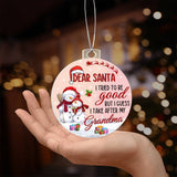 Christmas High Graphic Acrylic Ornament, Grandma I Tried To Be Good